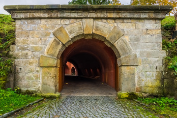 Entrance to the old fortress. City of Senftenberg, Brandenubrg - federal state of Germany.