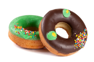 two glazed donut isolated on white background