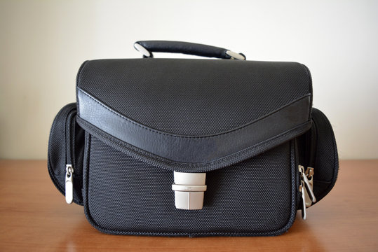Balck Shoulder Video Camera Bag on Table