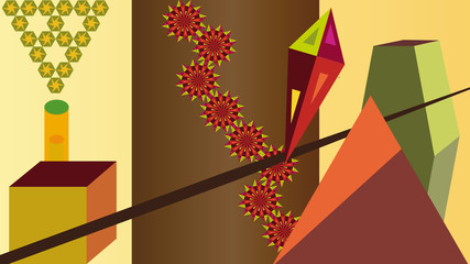 Abstract backgrounds geometric figure of warm colors