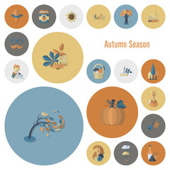 Set of Flat Autumn Icons