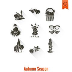 Set of Flat Autumn Icons