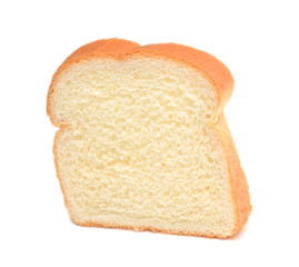 A single slice of bread on white background