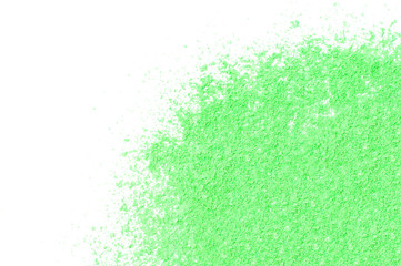 Sprinkled powder paint, green color background