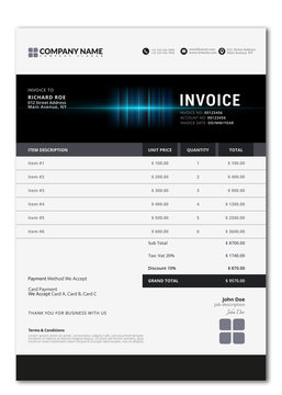Elegant Vector Invoice Template For Creative Design.