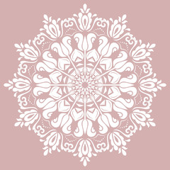 Elegant white ornament in the style of barogue. Abstract traditional pattern with oriental elements
