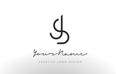 JS Letters Logo Design Slim. Creative Simple Black Letter Concept.
