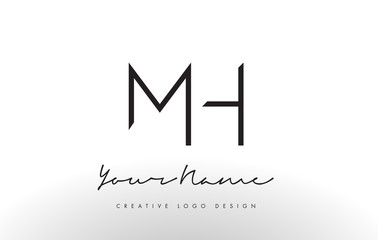 MH Letters Logo Design Slim. Creative Simple Black Letter Concept.