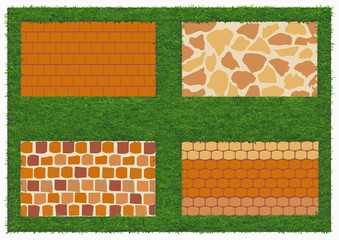 Different types of stone and brick masonry