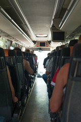 View from inside the bus with passengers. © M-Production