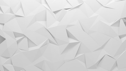 White polygonal triangle geometric texture. 3D rendering background.