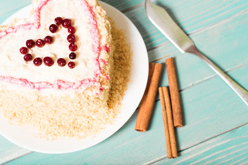 sweet cakes on wooden background