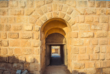 Entrance to tunnel to the ancient Roman ruins in Jerash, Jordan