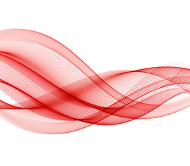 Abstract red color wave design element.