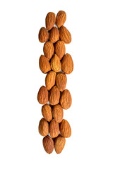 Almonds isolated on white background.