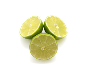 Fresh limes cutout isolated on white background