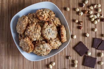 oat cookies with chocolate and huzelnut