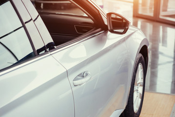 of beautiful modern car close up in the cabin