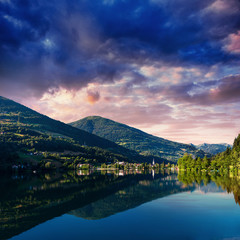 Mountain Lake in the Alpine mountains Italy
