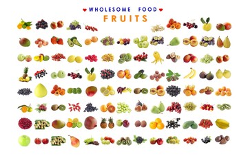collection of fruits as background