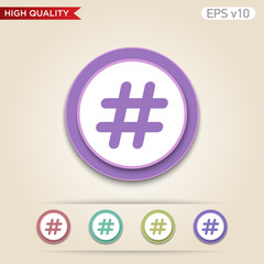 Octothorpe icon. Button with octothorpe icon. Modern UI vector.