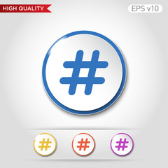 Octothorpe icon. Button with octothorpe icon. Modern UI vector.