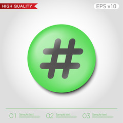 Octothorpe icon. Button with octothorpe icon. Modern UI vector.