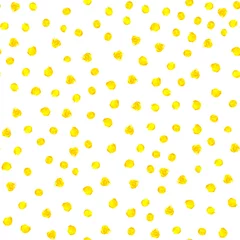 Papier peint Polka dot Aquarelle peinte à la main jaune motif transparent à pois sur fond blanc. Cercles d& 39 or, texture ronde de paillettes de confettis. Illustration abstraite pour le textile en tissu, conception de cartes de voeux.