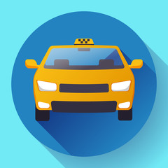 Flat Taxi car cartoon icon vector illustration