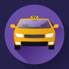 Flat Taxi car cartoon icon vector illustration