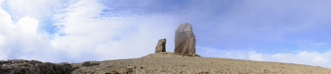 View on famous rock Roque Nublo on the Canary Island Gran Canaria, Spain.