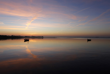 Sunset with boats