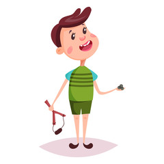 Child or boy, young man with slingshot