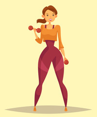 Woman or girl holding weight or barbell