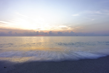Fototapeta na wymiar Sunrise, Nice atmosphere at the Sai Keaw beach in Nakhon Si Thammarat, Thailand, Asia