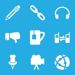 Set of 9 Media filled icons