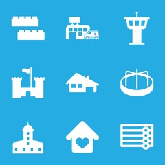 Set of 9 building filled icons