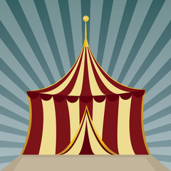 Circus and carnival concept represented by striped tent icon. Colorfull illustration.