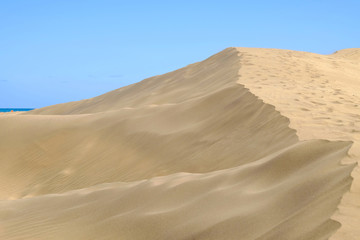 Sand dunes in Maspalomas on the Canary island Gran Canaria, Spain.