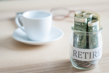 saving money for retirement plan finance concept