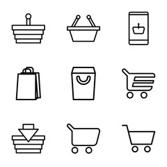 Set of 9 supermarket outline icons