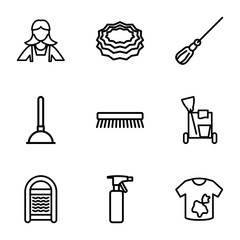 Set of 9 cleaner outline icons