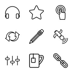 Set of 9 Media outline icons