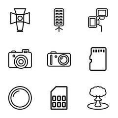 Set of 9 flash outline icons