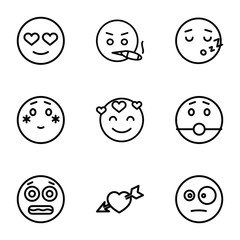 Set of 9 feeling outline icons