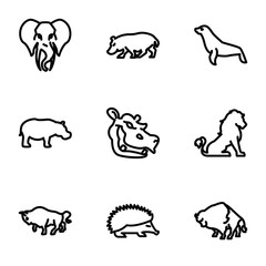 Set of 9 zoo outline icons