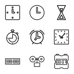 Set of 9 countdown outline icons