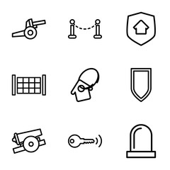 Set of 9 security outline icons