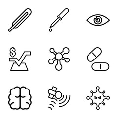 Set of 9 science outline icons