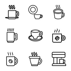 Set of 9 espresso outline icons